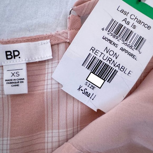 BP, White Pink Gingham Plaid Dress, Size: XS, color: Plaid Light Pink, NWT/ NEW - Picture 9 of 10
